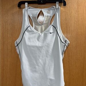Nike Women's White and Black Trim Tank Top